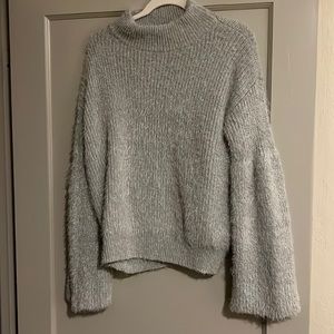 Fuzzy gray mock turtleneck from Vestique with bell sleeves
